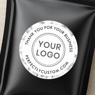 Adesivo Redondo Custom logo marble border business thank you