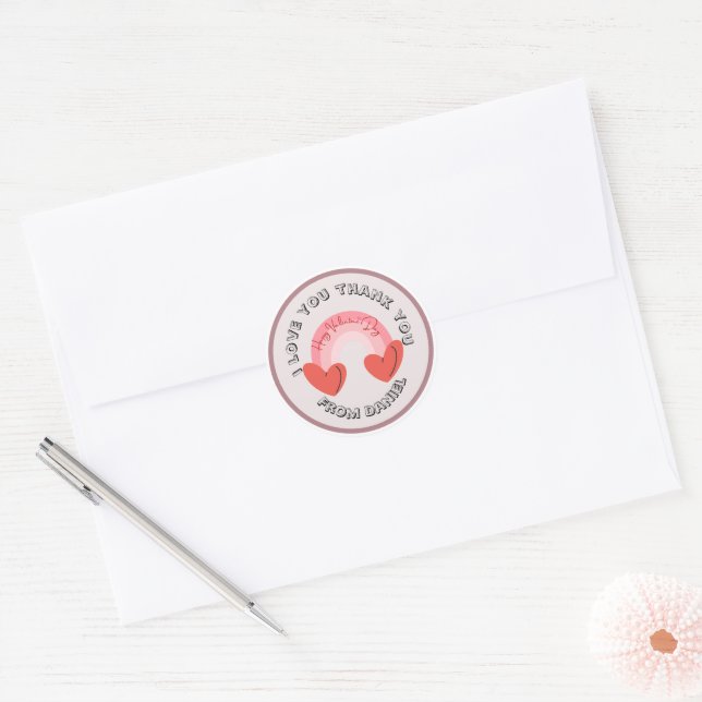 Adesivo Redondo Custom Minimal Round Name and Message Design (Envelope)