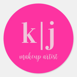 Adesivo Redondo Custom Monogram Makeup Artist Business