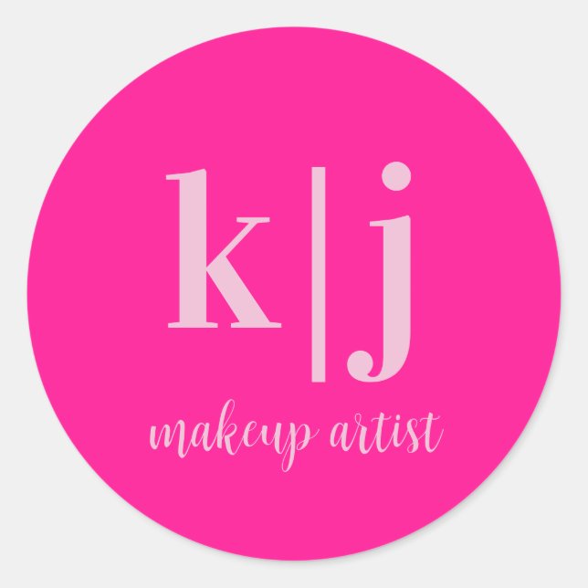 Adesivo Redondo Custom Monogram Makeup Artist Business (Frente)