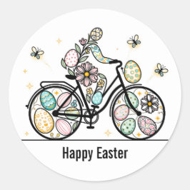 Adesivo Redondo Custom Name Easter Bicycle Design