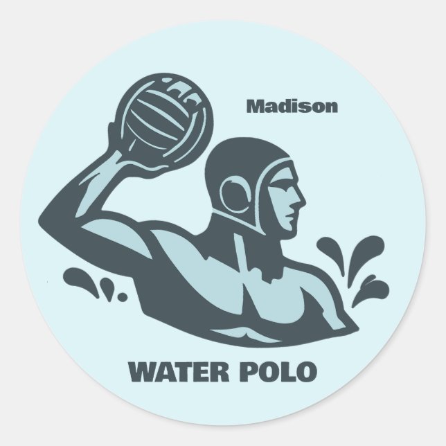 Adesivo Redondo Custom Name Water Polo (Frente)
