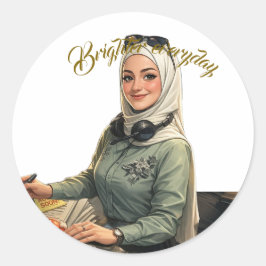 Adesivo Redondo Custom Personalized Portrait Illustration 