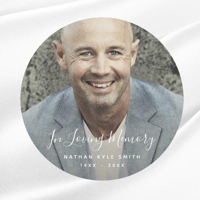 Adesivo Redondo Custom Photo Personalized Memorial Tribute Funeral (Photo Memorial Sticker)