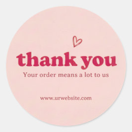 Adesivo Redondo Custom Pink Thank You Business Sticker 