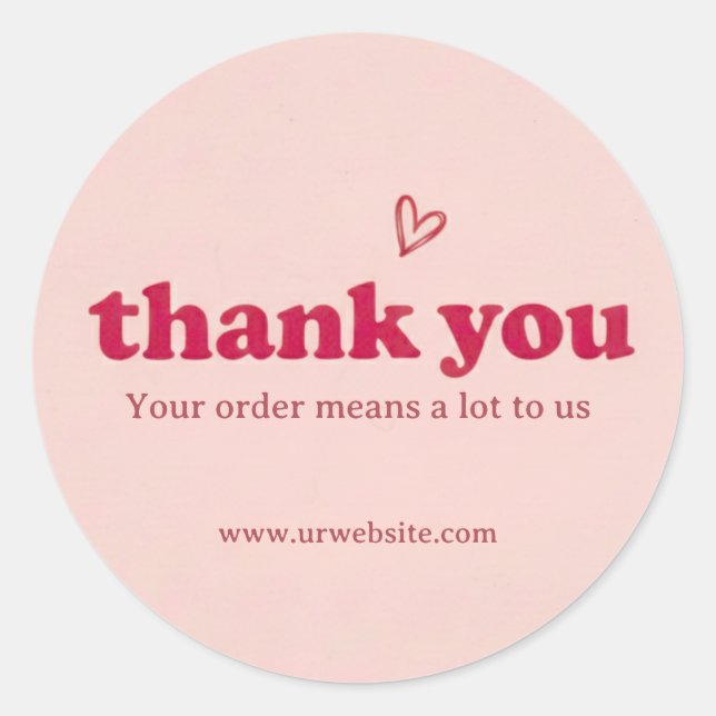 Adesivo Redondo Custom Pink Thank You Business Sticker  (Frente)