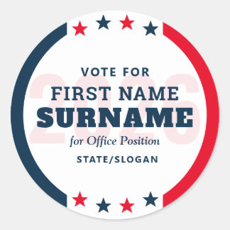 Adesivo Redondo Custom Political Election Campaign Candidate Name