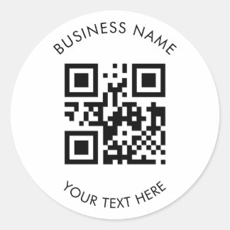 Adesivo Redondo Custom QR Code Business and Text Promotion White