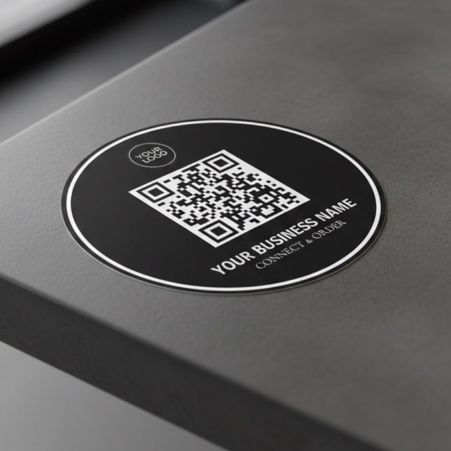 Adesivo Redondo Custom QR Code Business Logo | Branding   (Criador carregado)