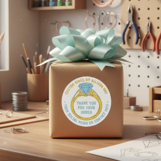 Adesivo Redondo Custom Rings Maker Thank You for Order Stickers