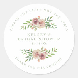 Adesivo Redondo Custom Sage Garland Wreath Bridal Shower Sanitizer
