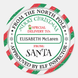 Adesivo Redondo Custom Santa Claus Name Sticker — North Pole Works
