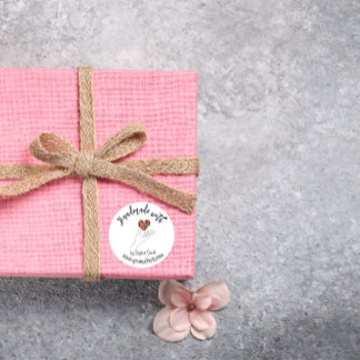 Adesivo Redondo Custom Stickers Handmade with Love elegant white