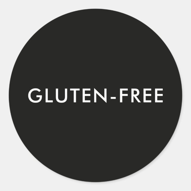 Adesivo Redondo Custom Text Modern Black Gluten-free Food Label (Frente)