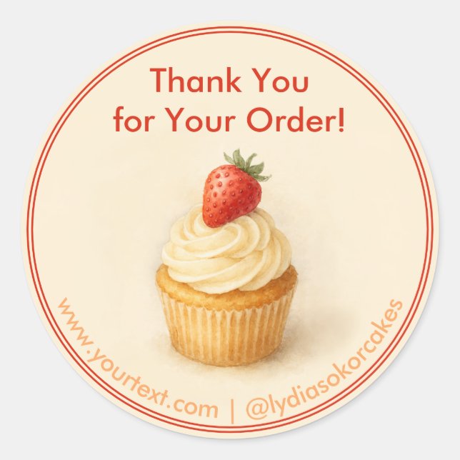 Adesivo Redondo Custom “Thank You for Your Order” Bakery Stickers (Frente)