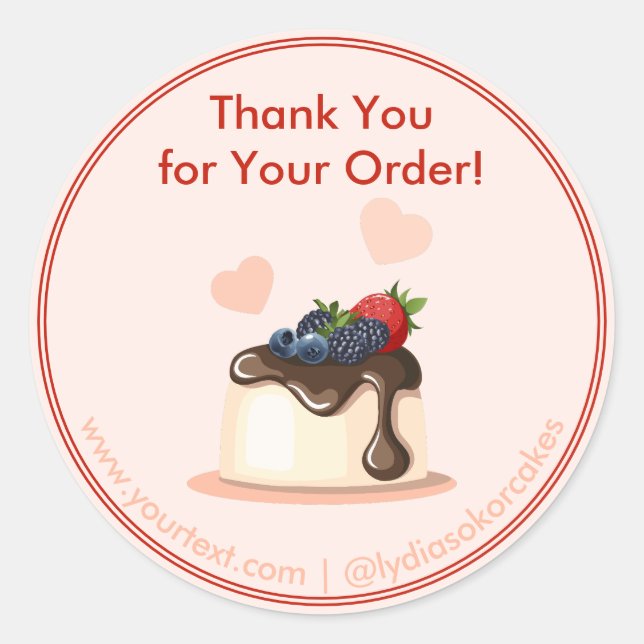 Adesivo Redondo Custom “Thank You for Your Order” Bakery Stickers (Frente)