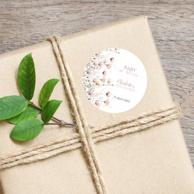 Adesivo Redondo custom wildflower floral sticker label template (Criador carregado)