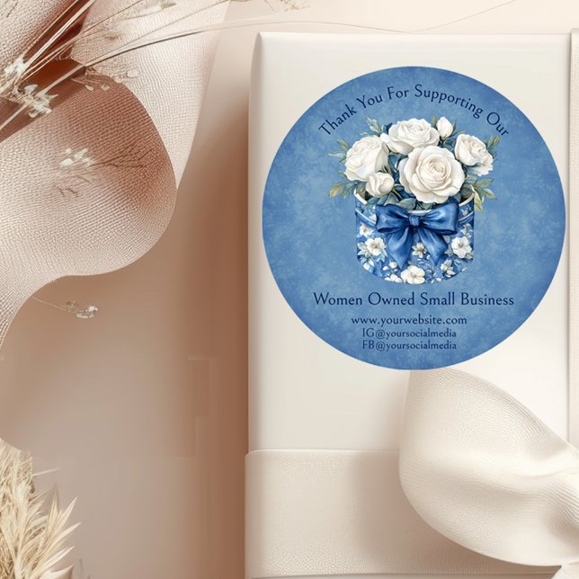 Adesivo Redondo Custom Women Owned Floral Promotional Business  (Criador carregado)