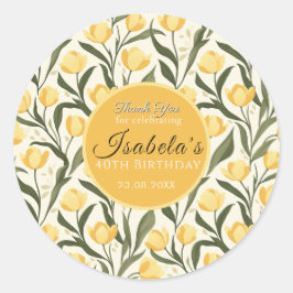 Adesivo Redondo Custom Yellow Tulip Themed Birthday Event