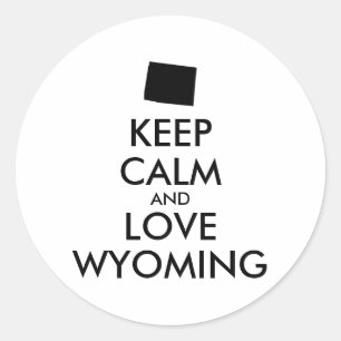 Adesivo Redondo Customizable KEEP CALM and LOVE WYOMING