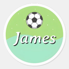 Adesivo Redondo Customizable Kids Name Sticker– Soccer Ball Design