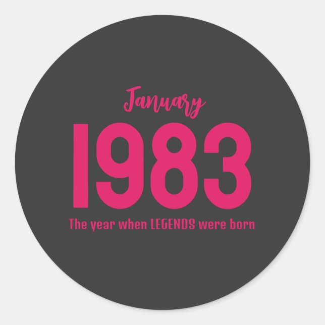 Adesivo Redondo Customizable month year text legend gift (Frente)