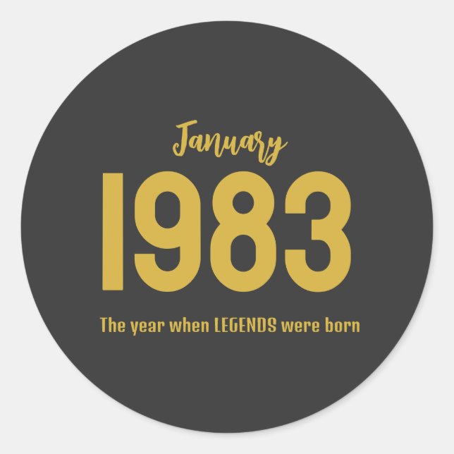 Adesivo Redondo Customizable month year text legend gift (Frente)