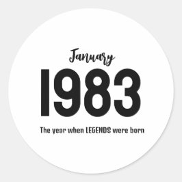 Adesivo Redondo Customizable month year text legend gift