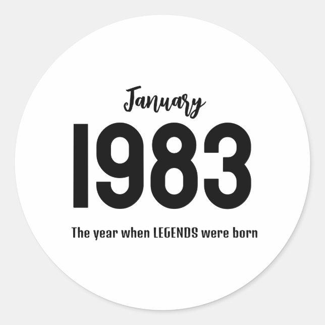 Adesivo Redondo Customizable month year text legend gift (Frente)