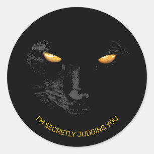 Adesivo Redondo Customizável engraçado dos olhos de gato preto