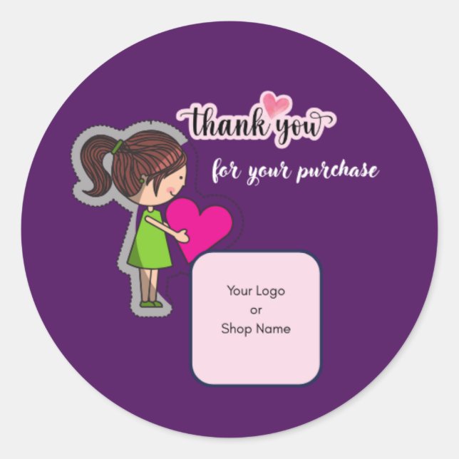 Adesivo Redondo Customized Thank You Card for Your Purchase Labels (Frente)