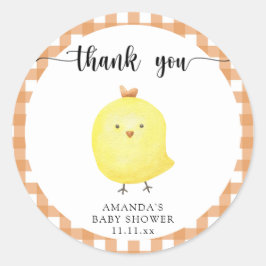 Adesivo Redondo Cute agradecimento de baby shower de franguinho
