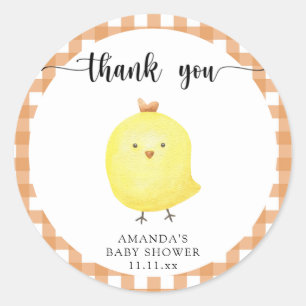 Adesivo Redondo Cute agradecimento de baby shower de franguinho