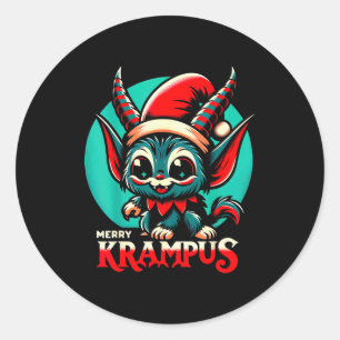 Adesivo Redondo Cute Alegre Krampus Natal Férias 30's Retro Ca