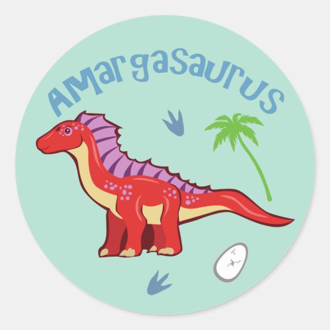 Adesivo Redondo Cute Amargasaurus (Frente)