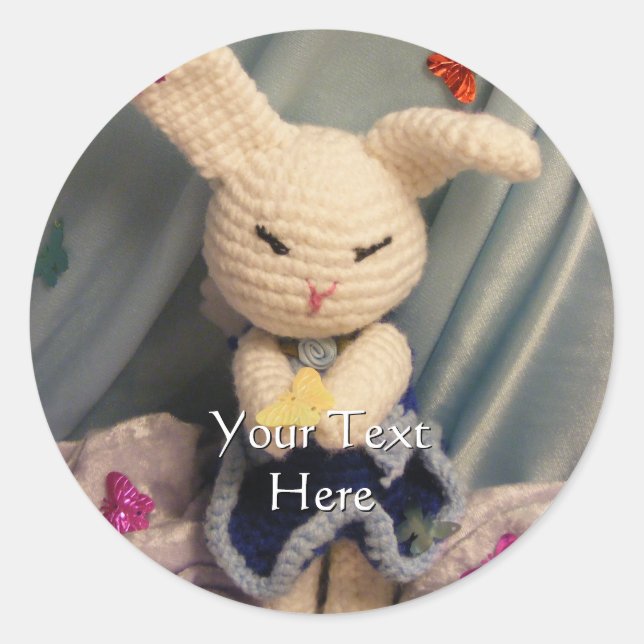Adesivo Redondo Cute Amigurumi Bunny Rabbit (Frente)