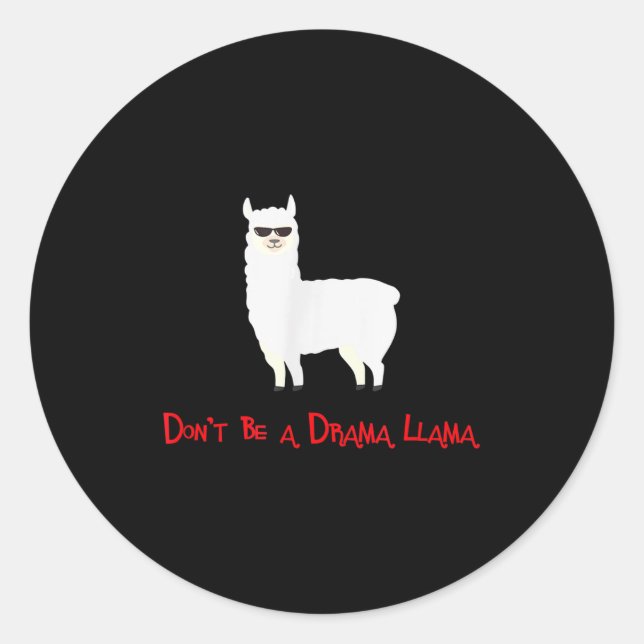 Adesivo Redondo Cute And Funny Don't Be A Drama Llama  (Frente)