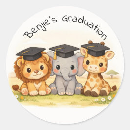 Adesivo Redondo Cute Animal Party Safari Graduation