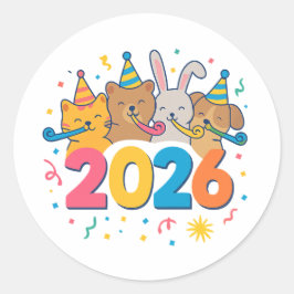 Adesivo Redondo Cute Animal Party Sticker 2026