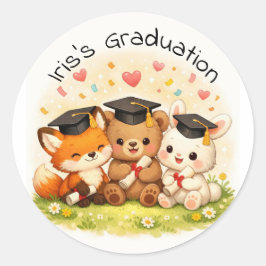 Adesivo Redondo Cute Animal Party Woodland Graduation