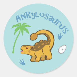 Adesivo Redondo Cute Ankylosaurus