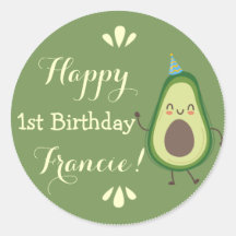 Cute Avocado Personalize Colorful 1st Birthday