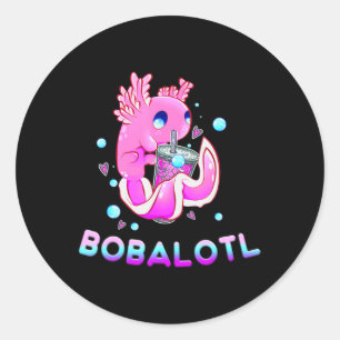 Adesivo Redondo Cute Axolotl Lover Bobalotl Boba Kawaii Anima Japa