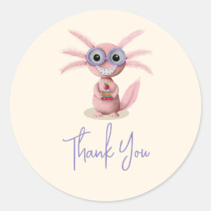 Adesivo Redondo Cute Axolotl Obrigado