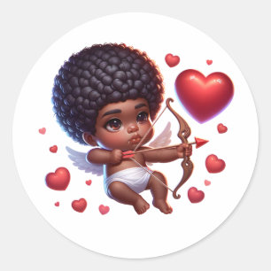 Adesivo Redondo Cute Baby Cupid com Coração e Seta