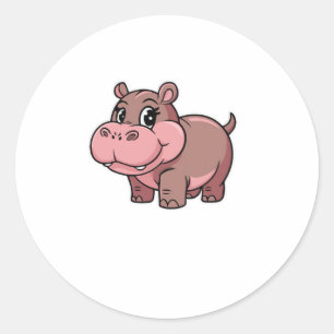 Adesivo Redondo Cute Baby Hippo Moo Deng Long Sleeve T Shirt