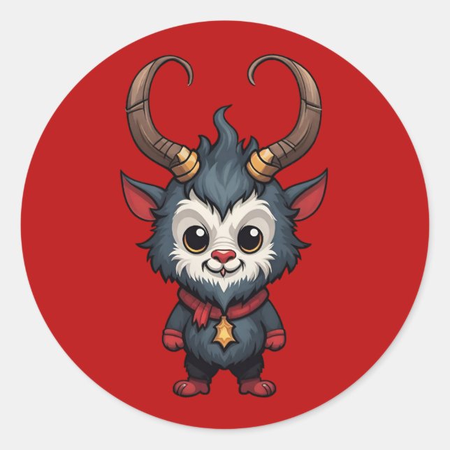 Adesivo Redondo Cute Baby Krampus (Frente)