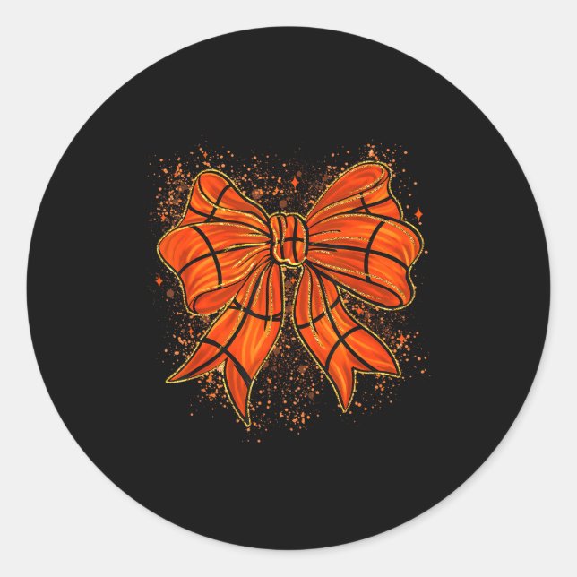 Adesivo Redondo Cute Basketball Coquette Bow Basketball Bow Girls  (Frente)