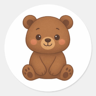 Adesivo Redondo Cute Bear Sticker – Adorable Kawaii Teddy Bear Ill
