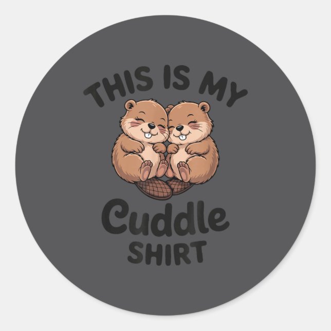 Adesivo Redondo Cute Beavers This Is My Cuddle  (Frente)